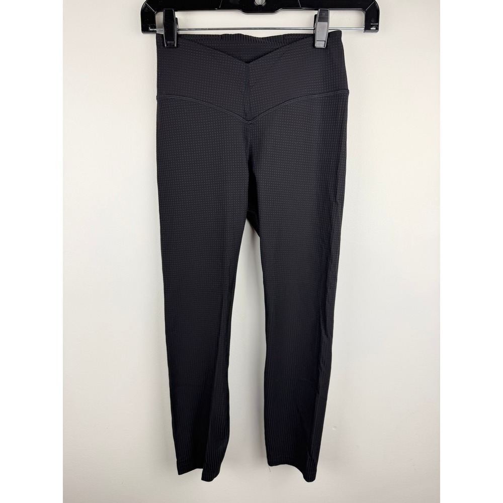 Lululemon V-Waist Yoga Tight 25" Grid Texture Black Leggings Size 4